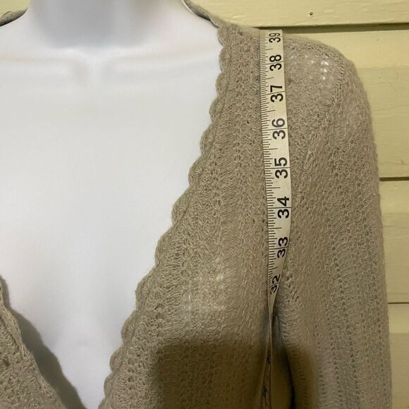 Sleeping On Snow Sage Angora Lamb Wool Blend SZ Medium Dainty Poinell Cardigan - Picture 7 of 11